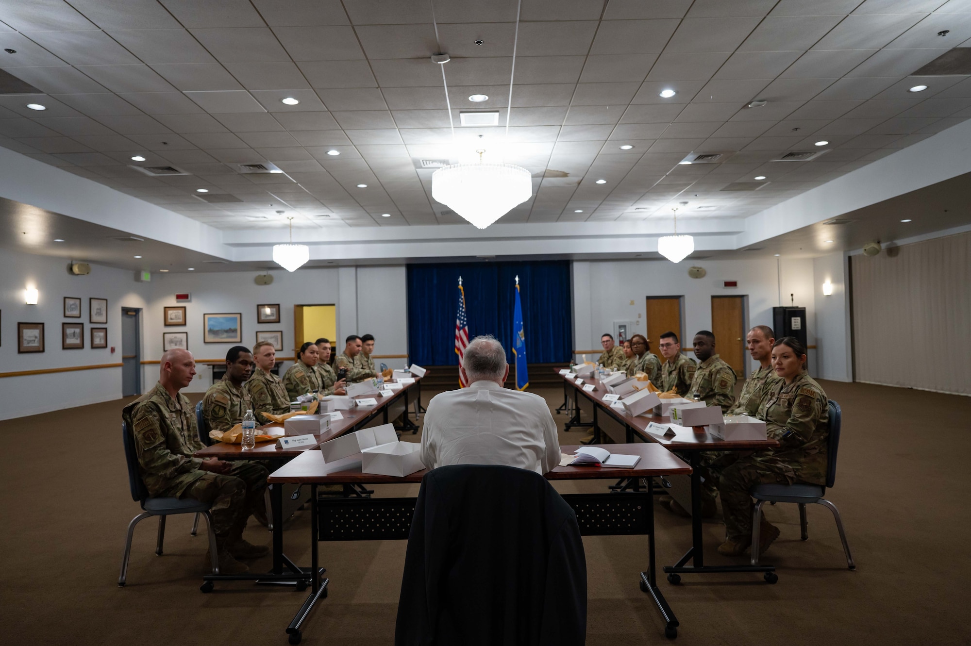 Secretary of the Air Force at a table discussion