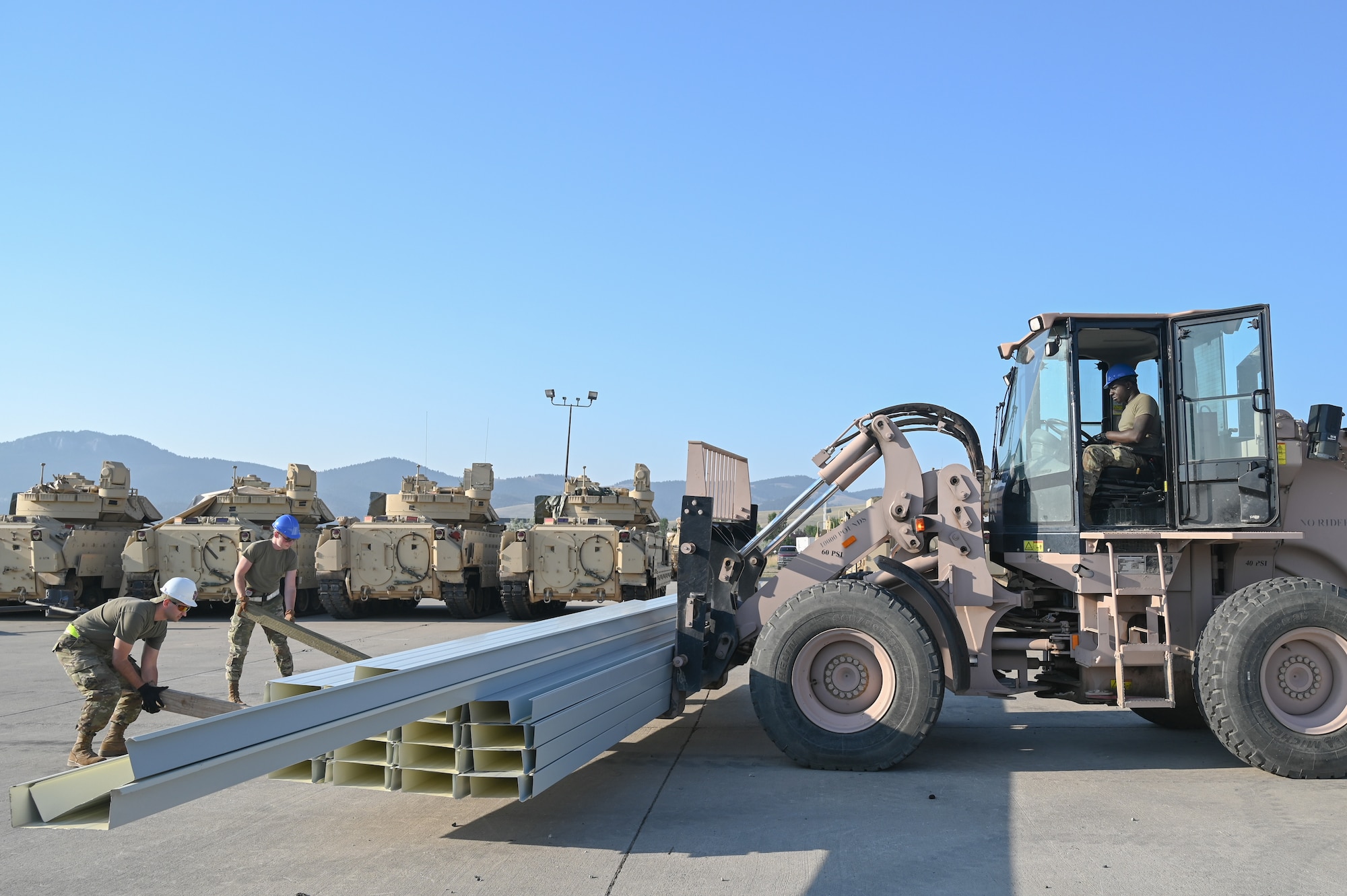 Members with the 131st Civil Engineer Squadron began working hand-in-hand with the 219th Red Horse Squadron to build a storage facility for M1 Abrams tanks at Fort William Henry Harrison, Montana.