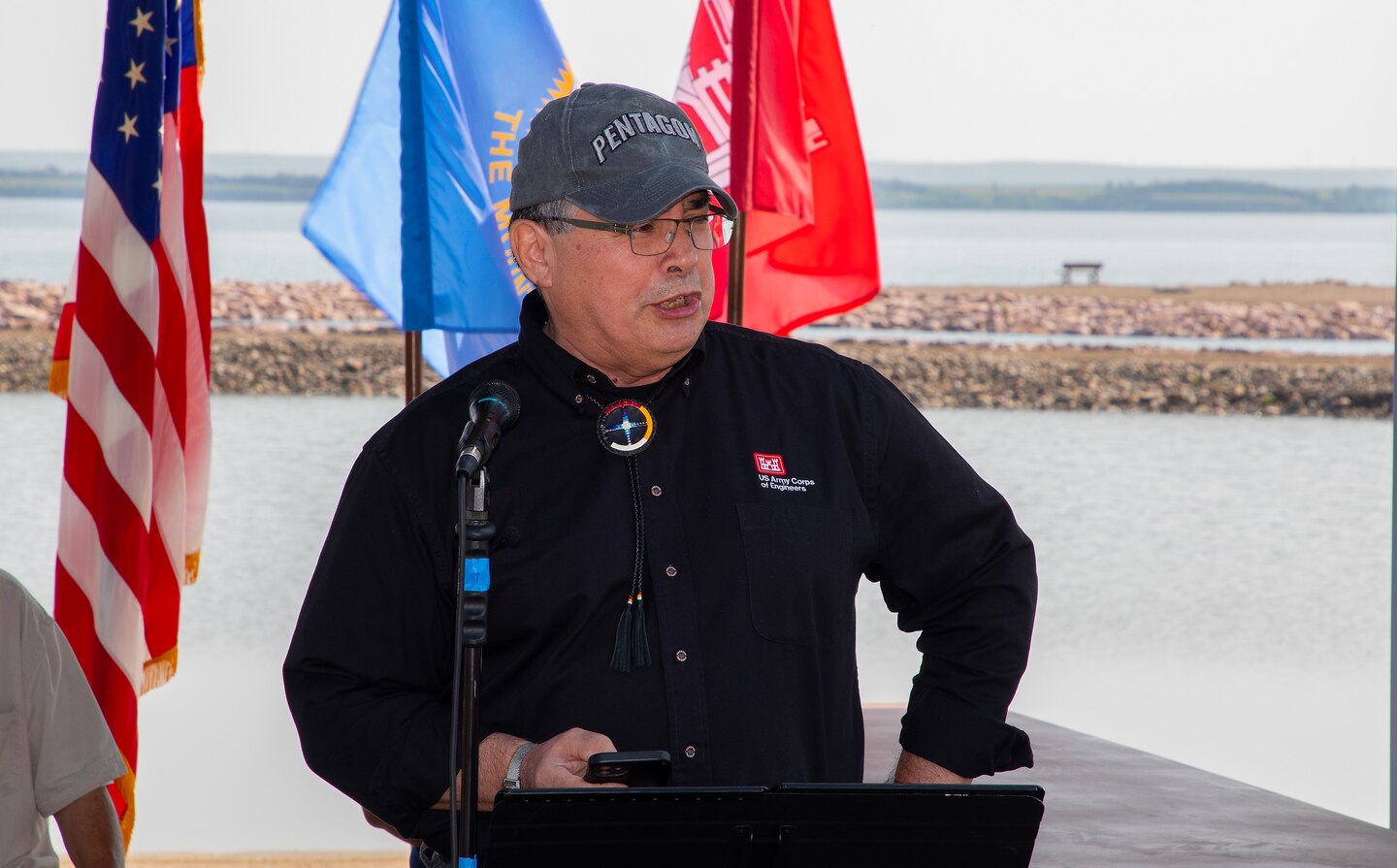 A photo from the Lower Brule Sioux Tribe natural resources preservation and ecosystem restoration Tribal Partnership Program project ceremony.