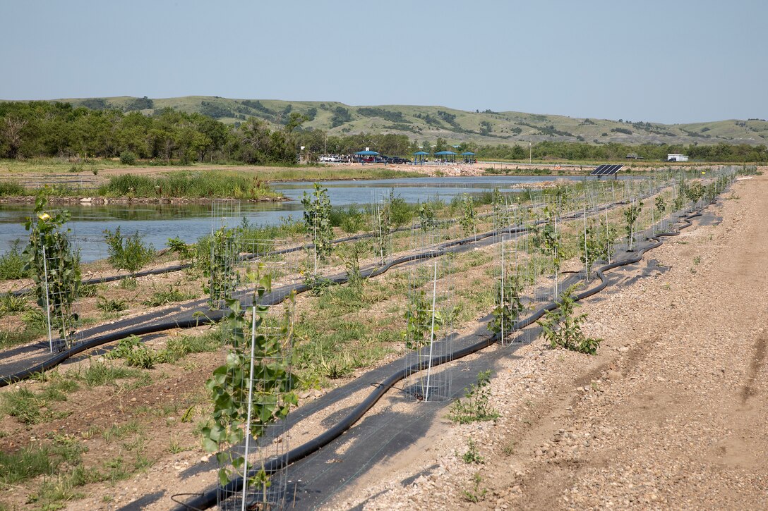 A photo from the Lower Brule Sioux Tribe natural resources preservation and ecosystem restoration Tribal Partnership Program project ceremony.