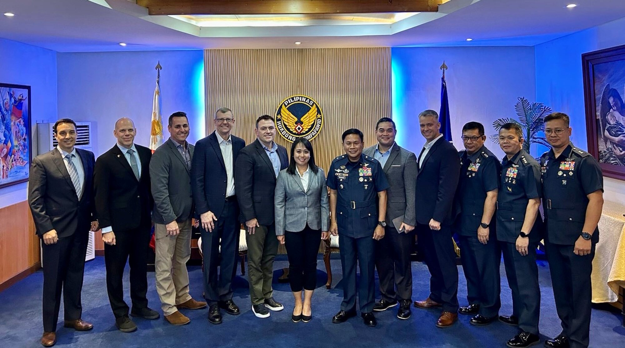 Air War College Regional Securities Studies cohort visited the Philippine Air Force Headquarters with Brig. Gen. Fabian M. Pedregosa, Philippine Air Forces Chief of Staff, accompanied by Tagalog Language Enabled Airman Program Scholar Capt. Piara Swank. (Courtesy photo)
