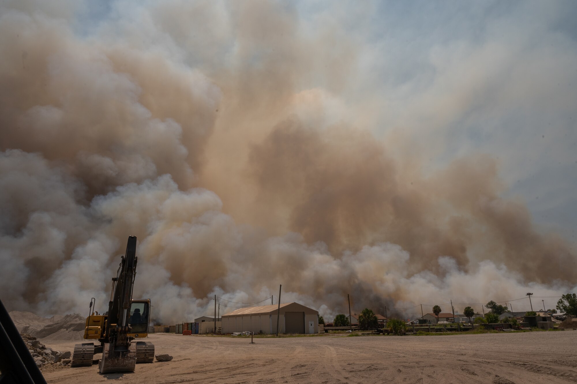 Smoke billows