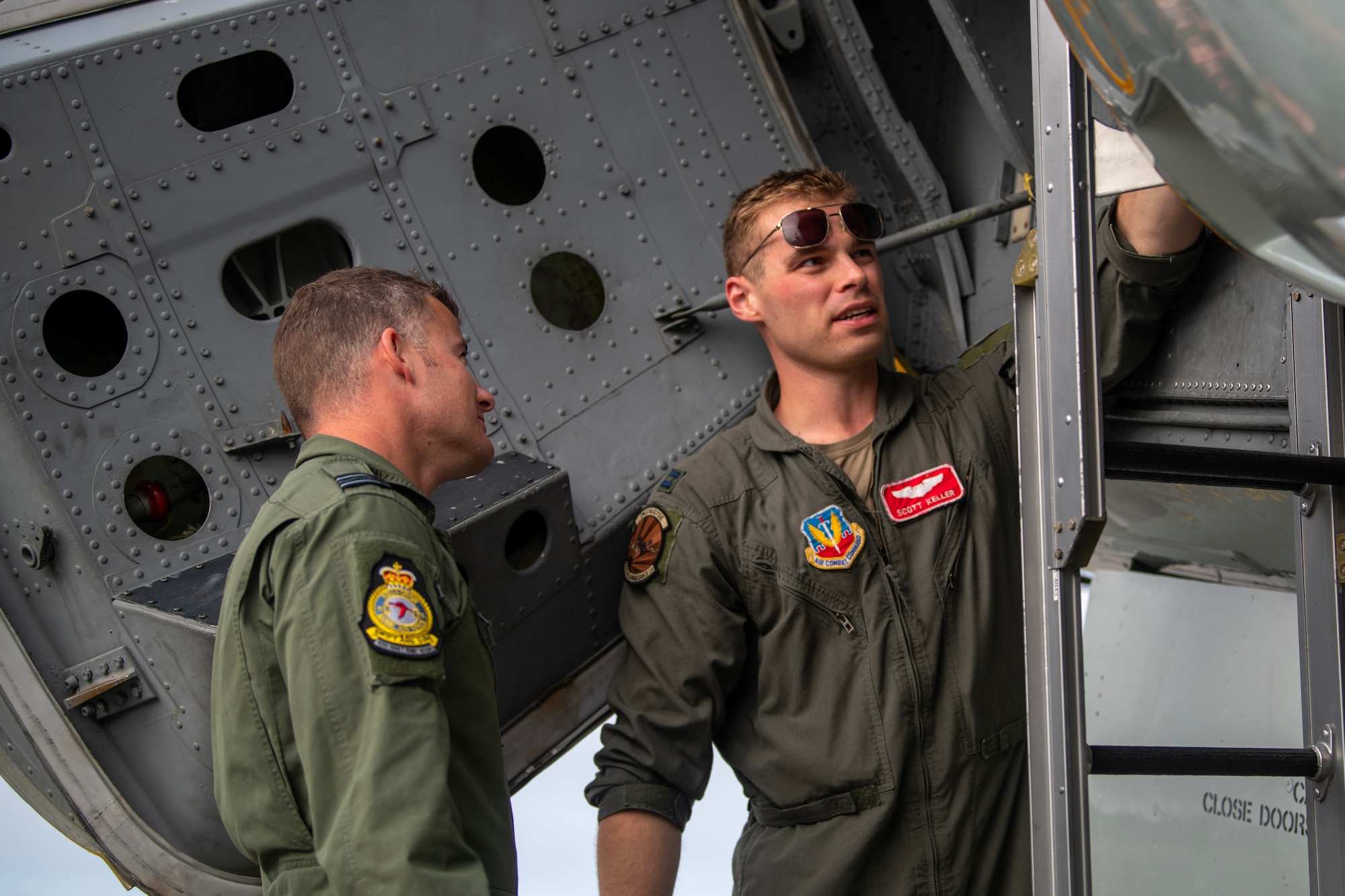 U.S. Air Force Capt. Keller conducting pre-flight checks with Flt. Lt. Van Vreden