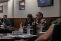 U.S. Marine Corps Col. Jeremy Beaven, commanding officer, Marine Corps Base Hawaii, and staff, meet with Board of Water Supply representatives, MCBH, July 18, 2023. The purpose of the visit was to identify necessary improvements and balance needs and costs to provide safe, dependable and affordable water to MCBH. (U.S. Marine Corps photo by Lance Cpl. Clayton Baker)