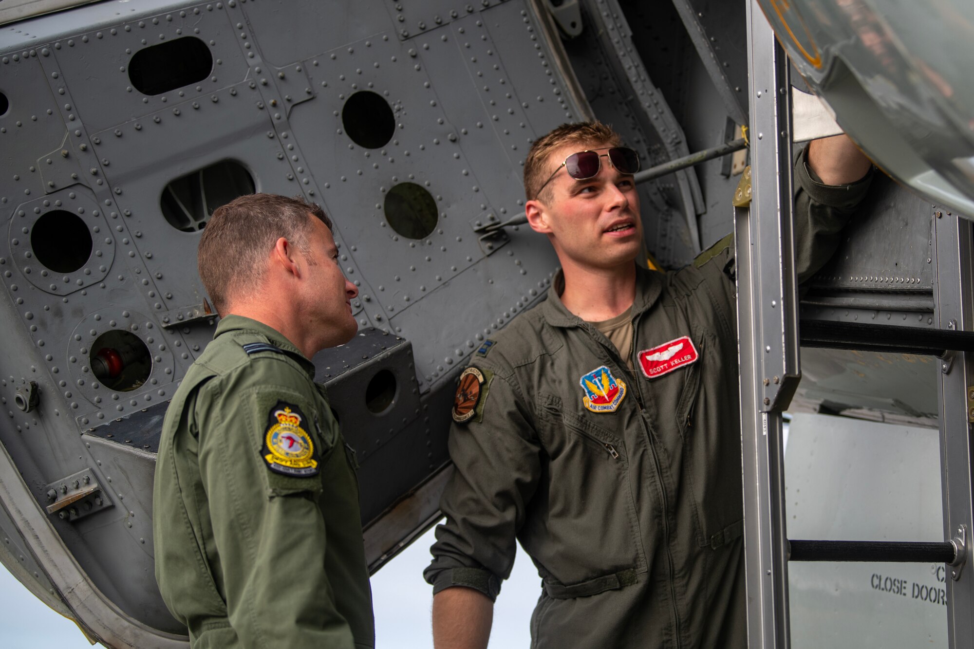 U.S. Air Force Capt. Keller conducting pre-flight checks with Flt. Lt. Van Vreden