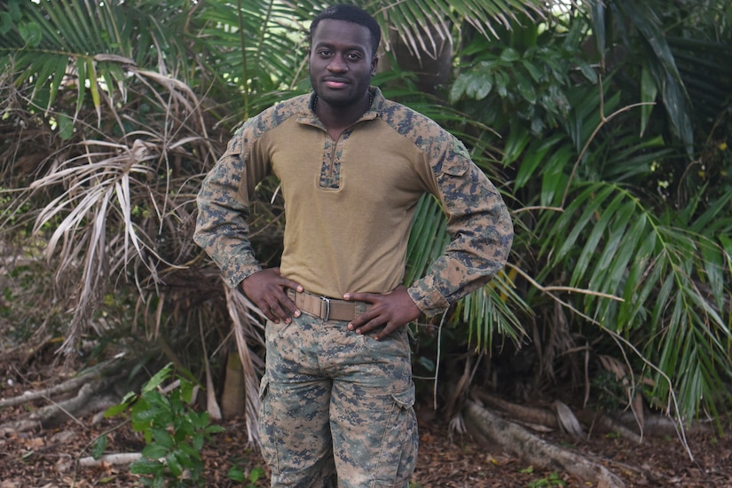 A military convoy moves out.
