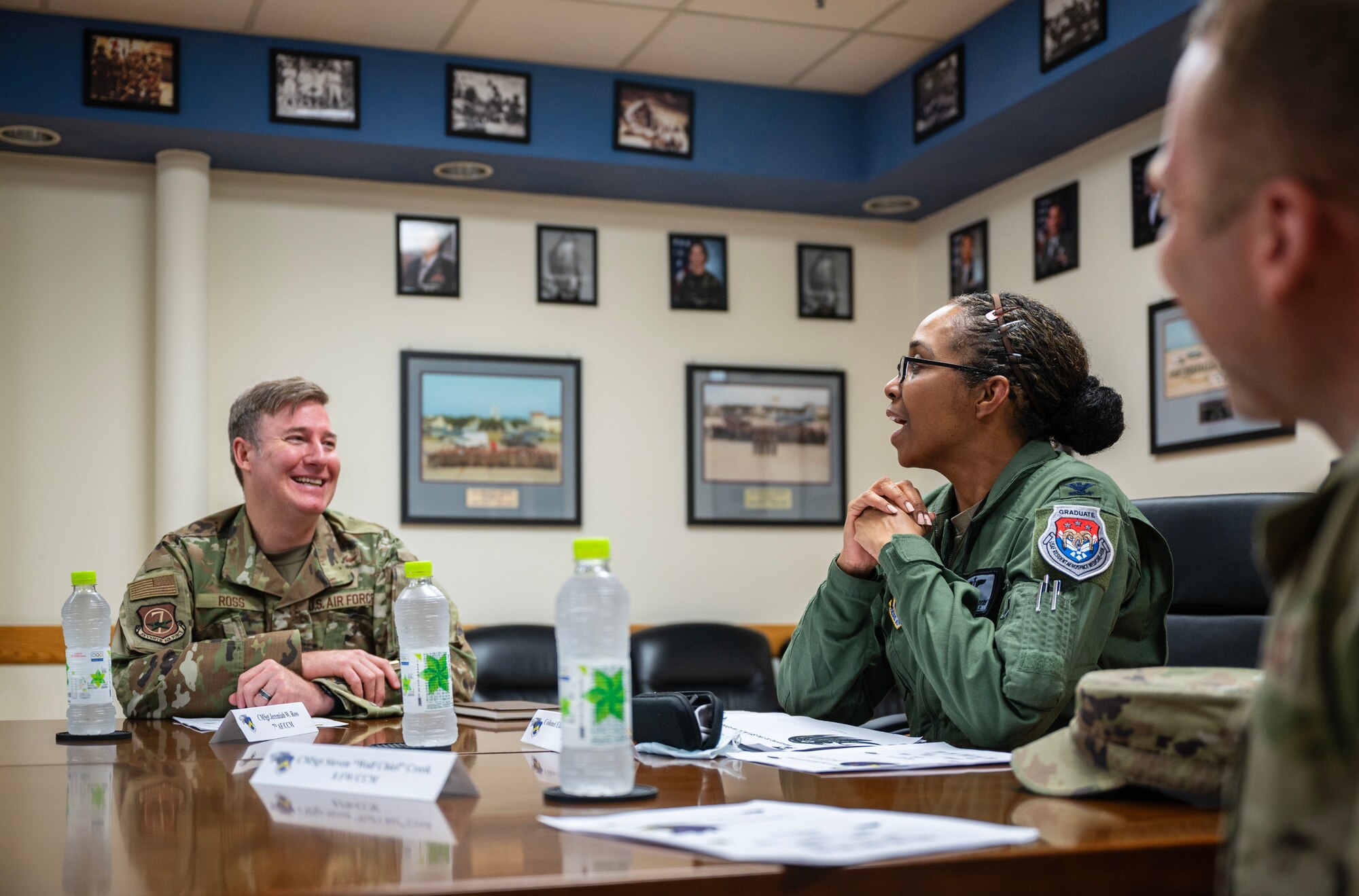 7th Air Force command chief meets with the 8th Medical Group commander during his first immersion tour since assuming his position