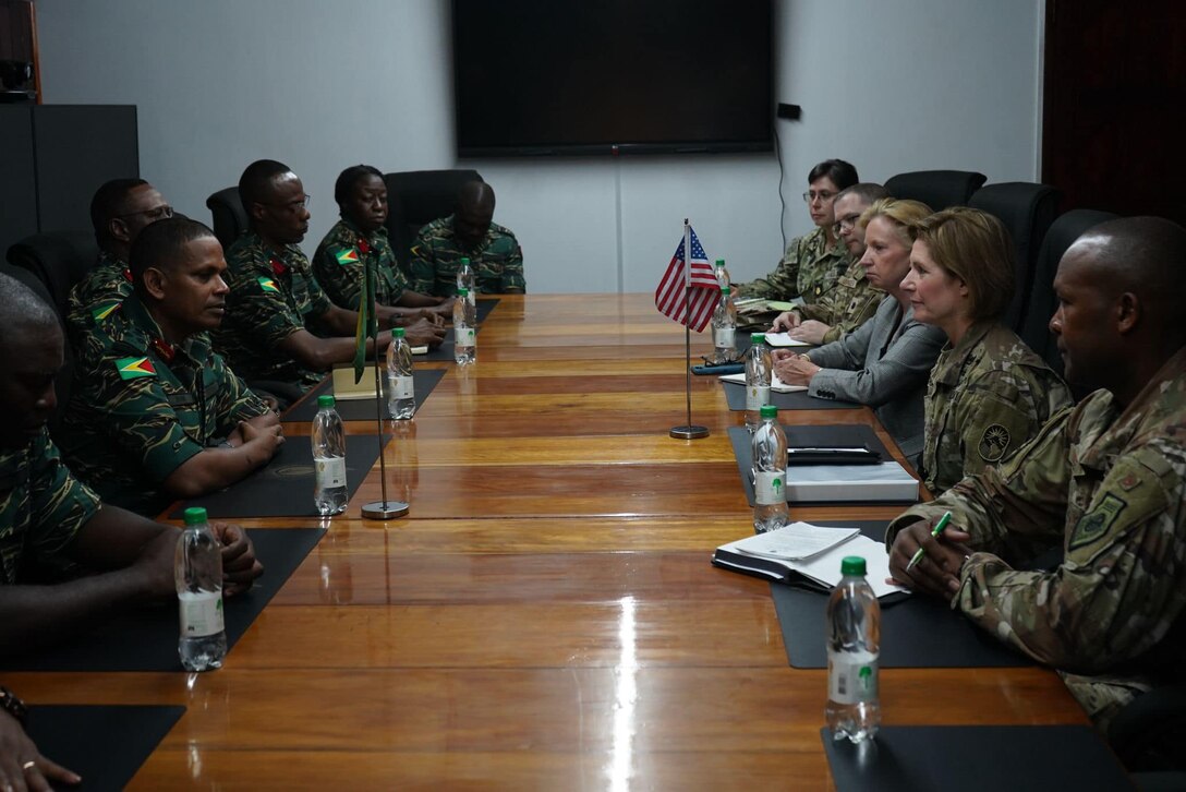 he commander of U.S. Southern Command, U.S Army Gen. Laura Richardson, and Guyana Defence Force (GDF) Chief of Staff, Brigadier Omar Khan, sign the Human Rights Framework.