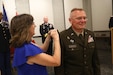 Brig. Gen. Joseph D. Lear speaks to friends and family during a ceremony in Frankfort, Ky., July 26, 2023