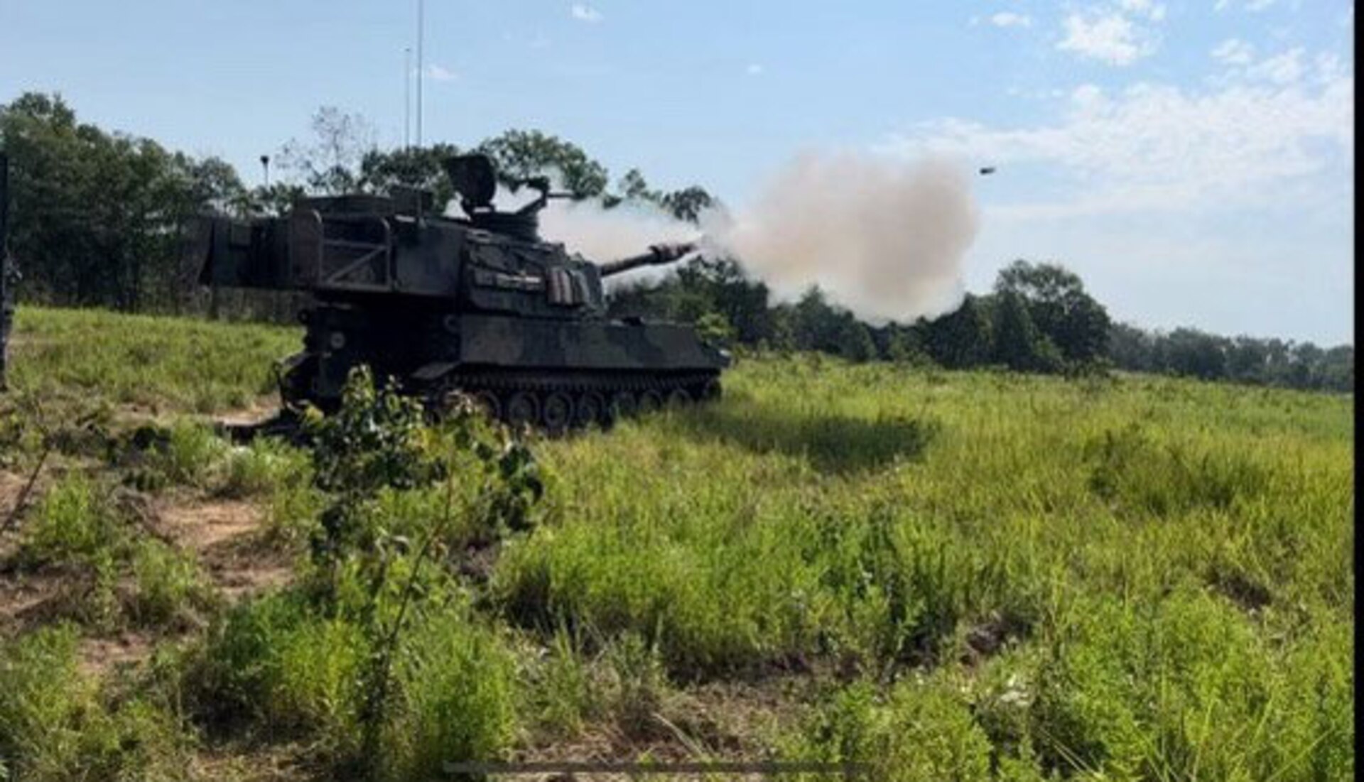 A round gets fired off out of the M109 Paladin as part of the 2nd Battalion, 138th Field Artillery Brigade's training events during their Exportable Combat Training Capabilities exercise June 16-30.