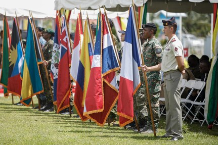 The Tradewinds 23 closing ceremony was held in Georgetown, Guyana, July 27, 2023. The multinational, two-week exercise included representatives from 21 nations and Army and Air National Guard units from Alabama, Florida, Missouri, Oklahoma and the Virgin Islands.