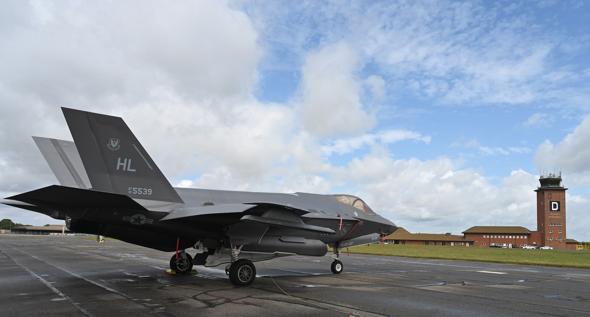 U.S. Air Force F-35A Lightning II aircraft, assigned to the 388th Fighter Wing, Hill Air Force Base, Utah, sit on the flightline at Royal Air Force Mildenhall, England, July 24, 2023.