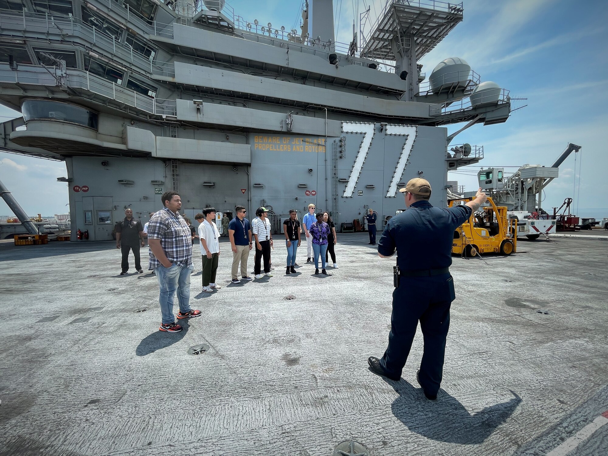 Photo of NIWC Atlantic Hampton Roads Summer Interns Tour Aircraft Carrier