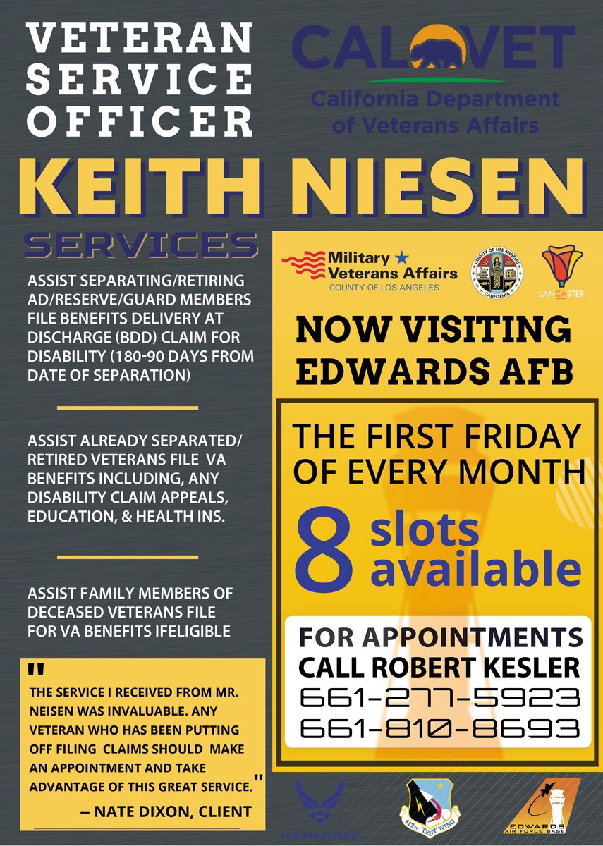 Edwards AFB now provides local VSO support to veterans on base