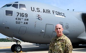 Burk stands in front of C-17