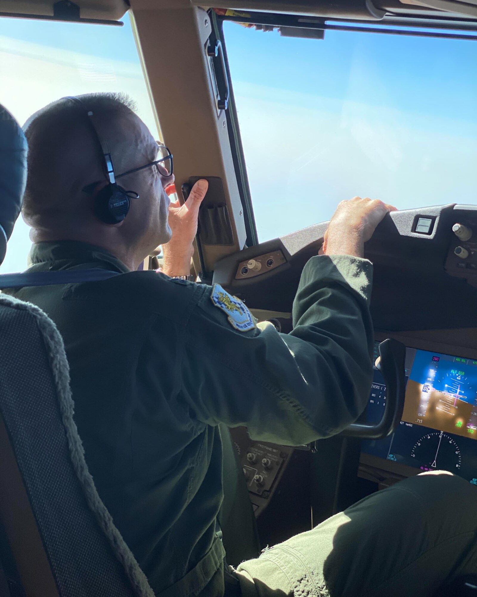 Col. Phil Heseltine, 931st Air Refueling Wing commander, pilots a KC-46A Pegasus during a routine air refueling mission.