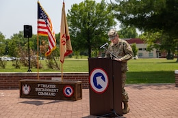 Col. Timothy Gallagher speaks at a deployment ceremony