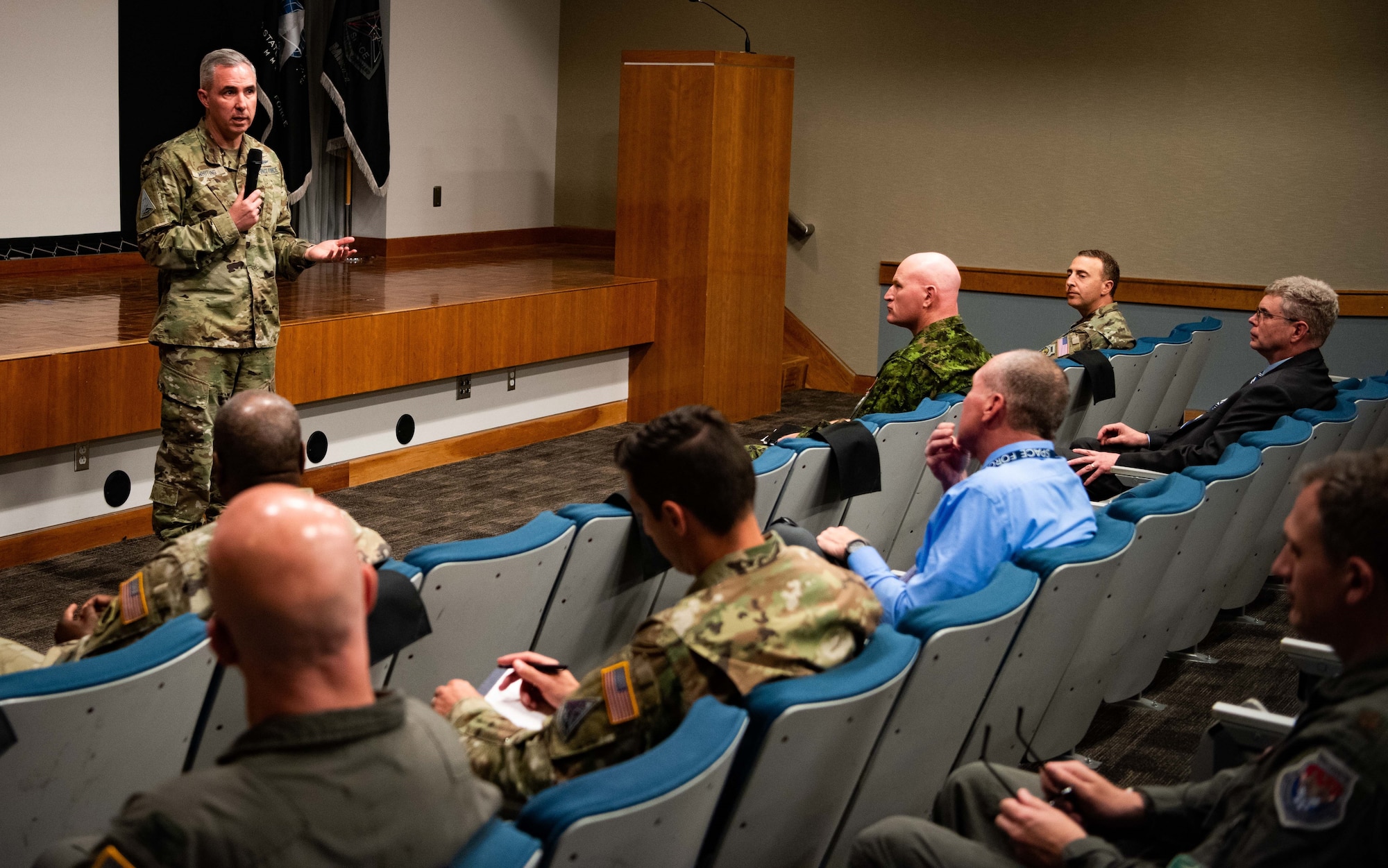 Lt Gen Stephen N. Whiting delivered opening comments during the Missile Community Cancer Study town hall. SpOC’s leadership team is committed to keeping uniformed and nonuniformed Guardians and Airmen informed on this important issue. Their health and well-being is paramount.
