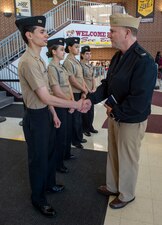 Commander, Naval Service Training Command Visits Zion Benton-Township High School.