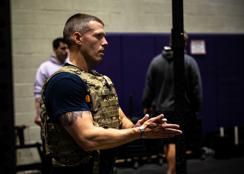 An Airman works out as part of the Murph Challenge.
