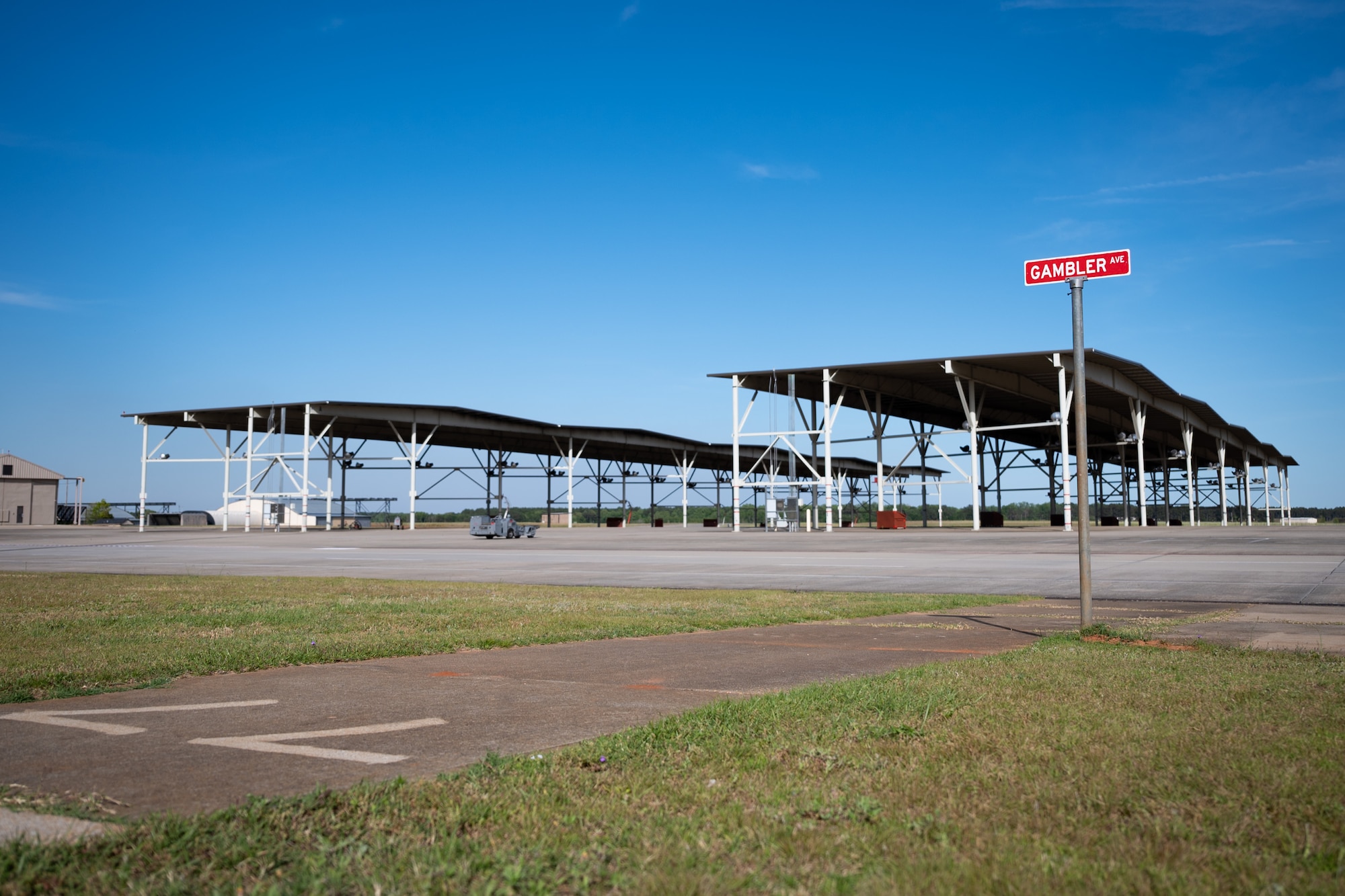 The flightline on Shaw Air Force Base is empty.