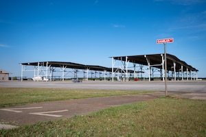 The flightline on Shaw Air Force Base is empty.