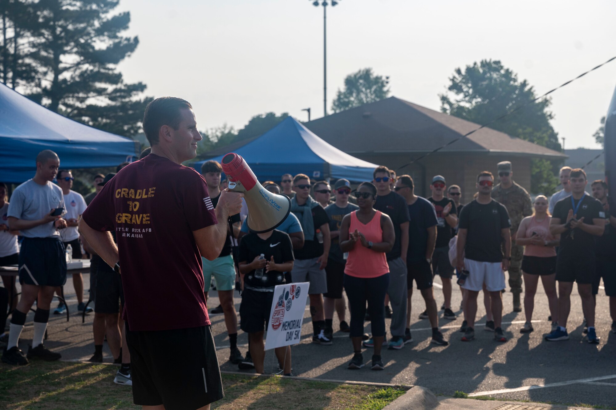 a man gives a speech