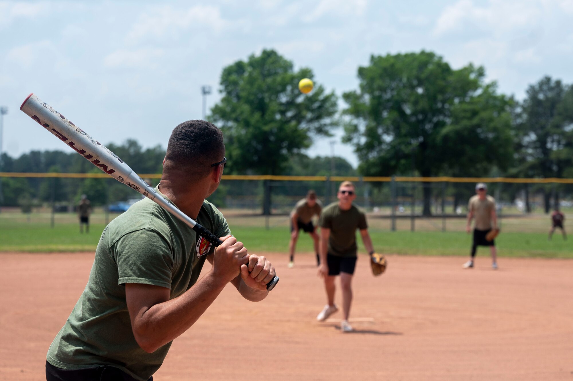 Airmen play softball