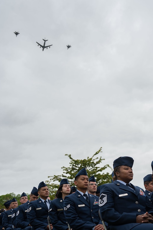 U.S. Air Force Airmen from the 305th Air Mobility Wing attend the Memorial Day Ceremony at the Cambridge American Cemetery.