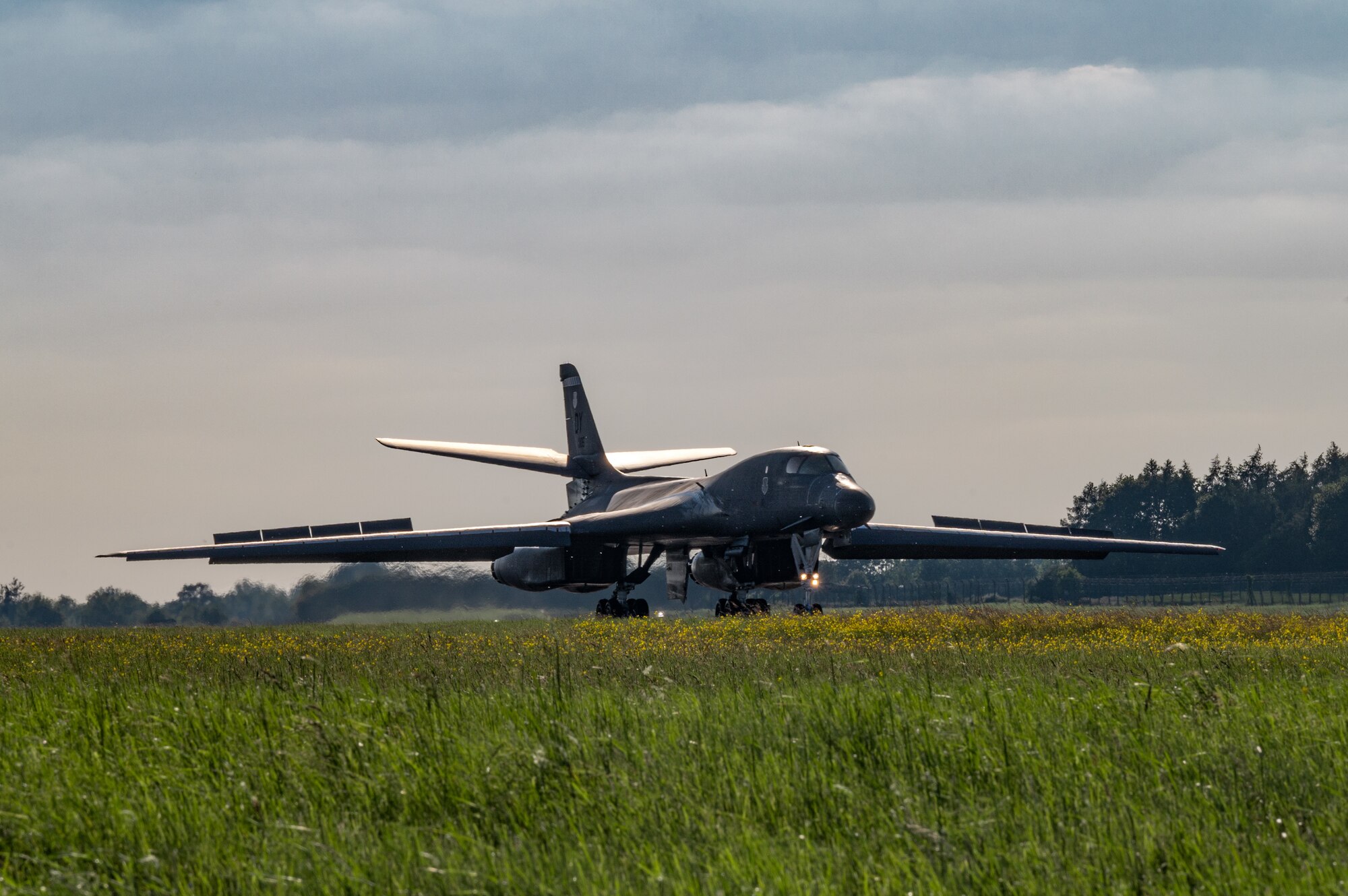 A B-1B Lancer lands at RAF Fairford, United Kingdom, Jun. 1, 2023.