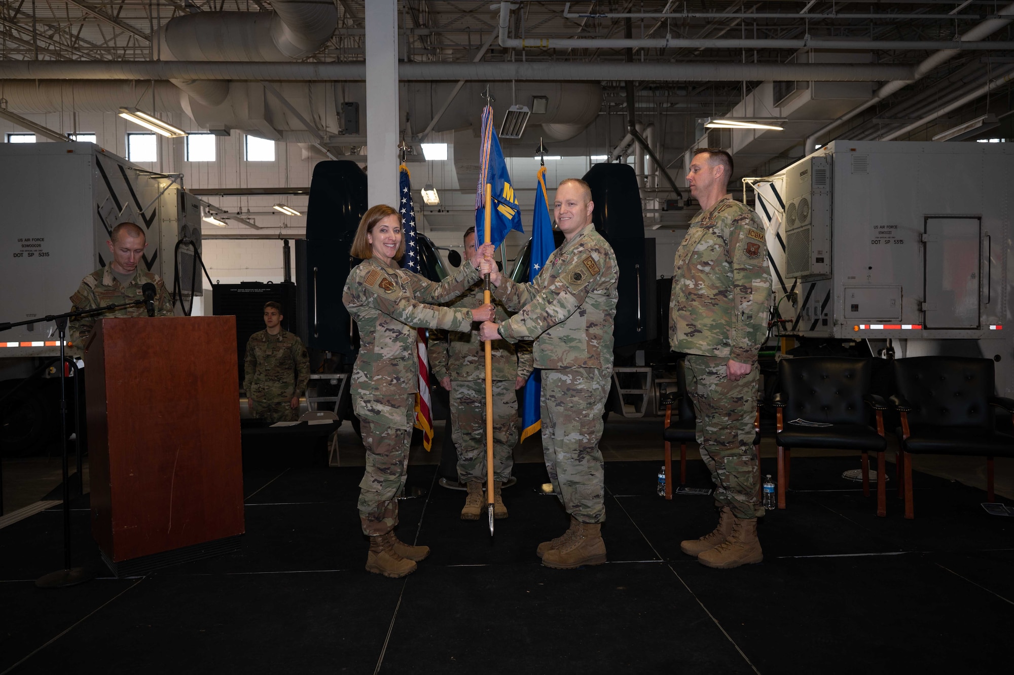 90th Maintenance Group welcomes new commander in change of command ceremony.