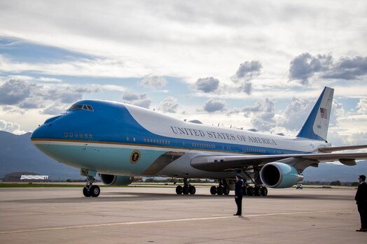  U.S. President Joe Biden arrives at Peterson Space Force Base ahead of the United States Air Force Academy's graduation May 31, 2023. (U.S. Space Force photo by Emily Peacock)
