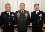 SINGAPORE (June 3, 2023)  General Yoshihide Yoshida, Chief of Staff, Japan Joint Staff (JJS), Gen. Andres Centino, Chief of Staff of the Armed Forces of the Philippines (AFP), and Adm. John C. Aquilino, Commander U.S. Indo-Pacific Command,  held the fourth AFP-JJS-USINDOPACOM Trilateral Leaders' Engagement on the margins of the International Institute for Strategic Studies’ 20th Asia Security Summit, also known as the Shangri-La Dialogue. (U.S. Navy photo by Chief Mass Communication Specialist Shannon M. Smith)