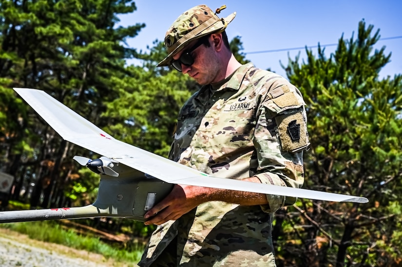 The small hand-launched remote-controlled unmanned aerial vehicle provides day or night aerial intelligence, surveillance, target acquisition, and reconnaissance. With a flight radius of 10km and the ability to reach speeds of 50-100 km/h, the Raven provides superior aerial reconnaissance capabilities compared to most drones.