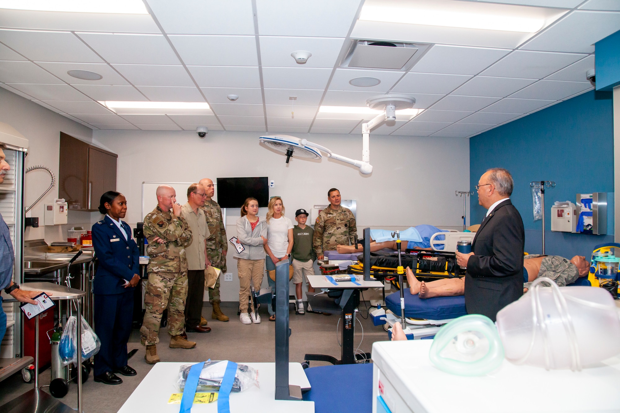 Chris Borja, 412th Medical Group Facility Manager provides a tour of the new training simulation lab on Edwards Air Force Base, California, June 1. The training facility provides state-of-the-art training simulation for Edwards medical responders as well local partners. (Air Force photo by Carla Escamilla)
