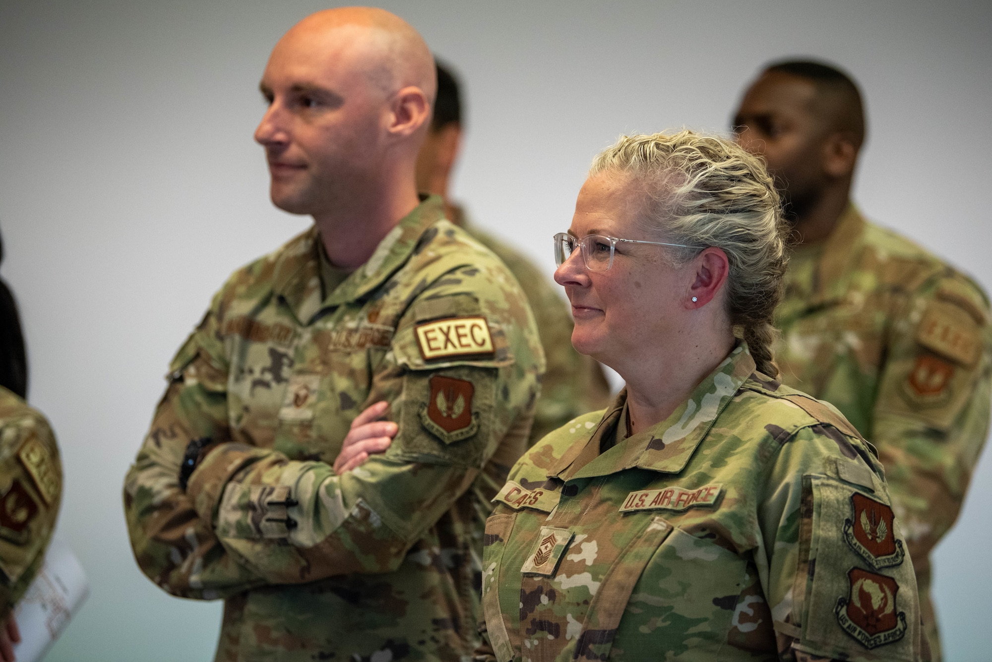 U.S. Air Force Chief Master Sgt. Stephanie Cates, Third Air Force command chief, visits Spangdahlem Air Base, Germany.