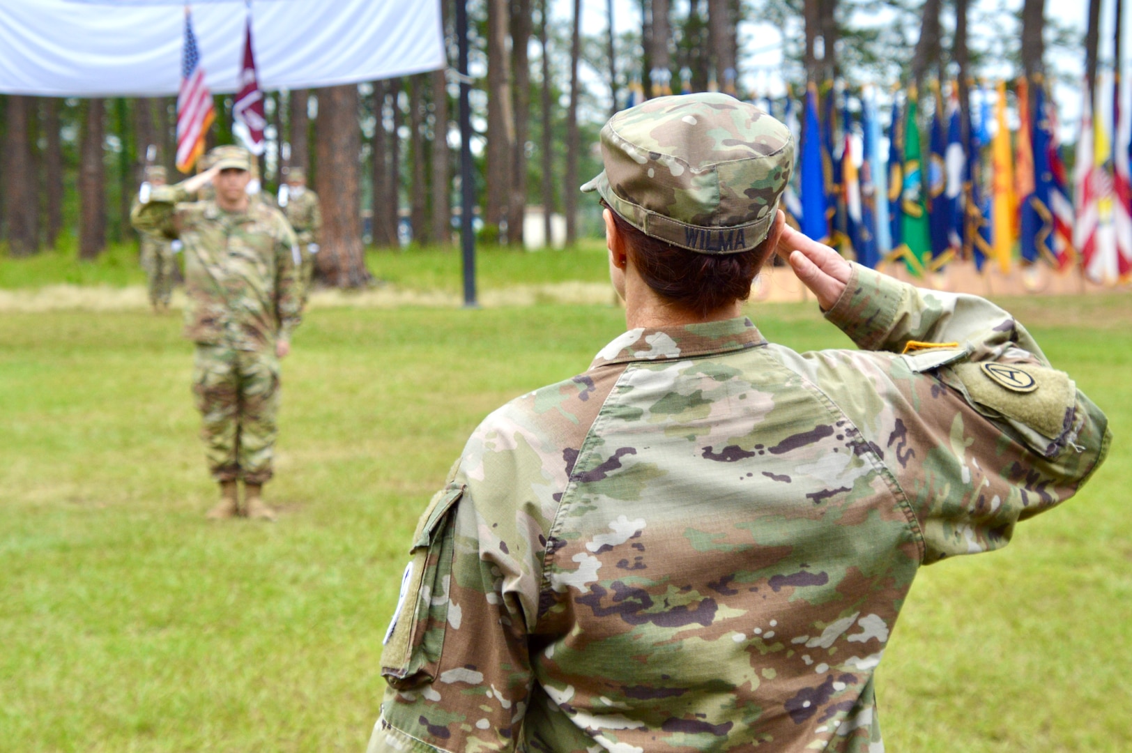 Col. Wilma salutes the Commander of Troops.