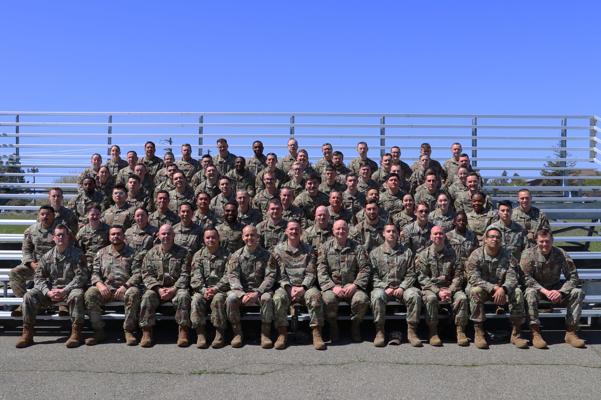U.S. Air Force Combat Ammunition Planning and Production Course Class 23-05 pose for a group photo April 20, 2023, at Beale Air Force Base, California.