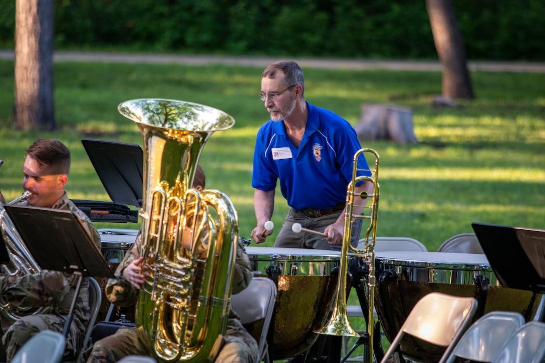 The Nebraska Army National Guard's 43rd Army Band celebrates 75 years of service with an anniversary concert, June 3, 2023, at the Wildewood Park in Ralston, Nebraska.