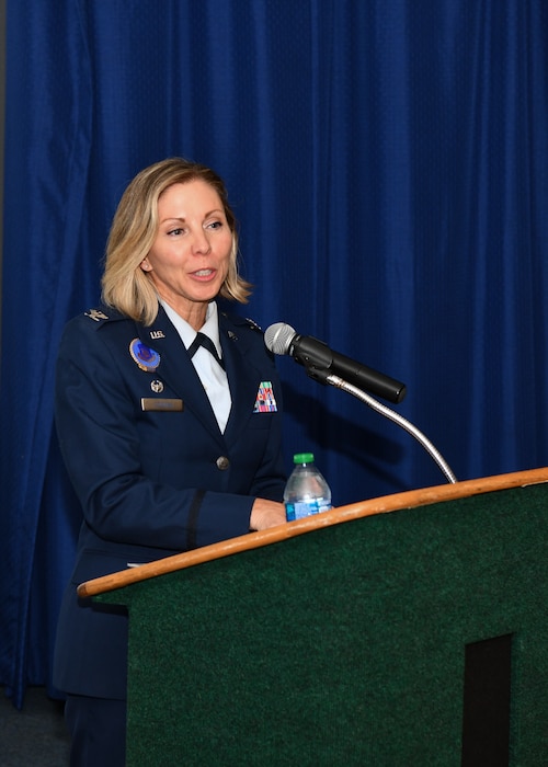 Col. Michelle M. Coumbs 367th Recruiting Group commander addresses attendees