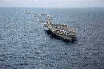 The Gerald R. Ford Carrier Strike Group is underway with NATO allied ships in the Norwegian Sea.