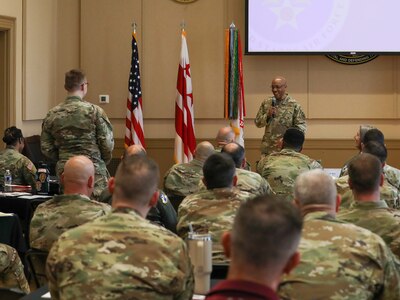 Air Force Chief of Staff Gen. CQ Brown, Jr. speaks during a brown bag lunch with senior leaders and personnel at the D.C. Armory, May 16, 2023. Brown spoke on his force development priorities and leadership philosophy and answered questions from participants.
With almost four decades of experience, Brown has commanded a ﬁghter squadron, two ﬁghter wings and U.S. Air Forces Central Command. Prior to serving as the Air Force Chief of Staff, Brown commanded Paciﬁc Air Forces.