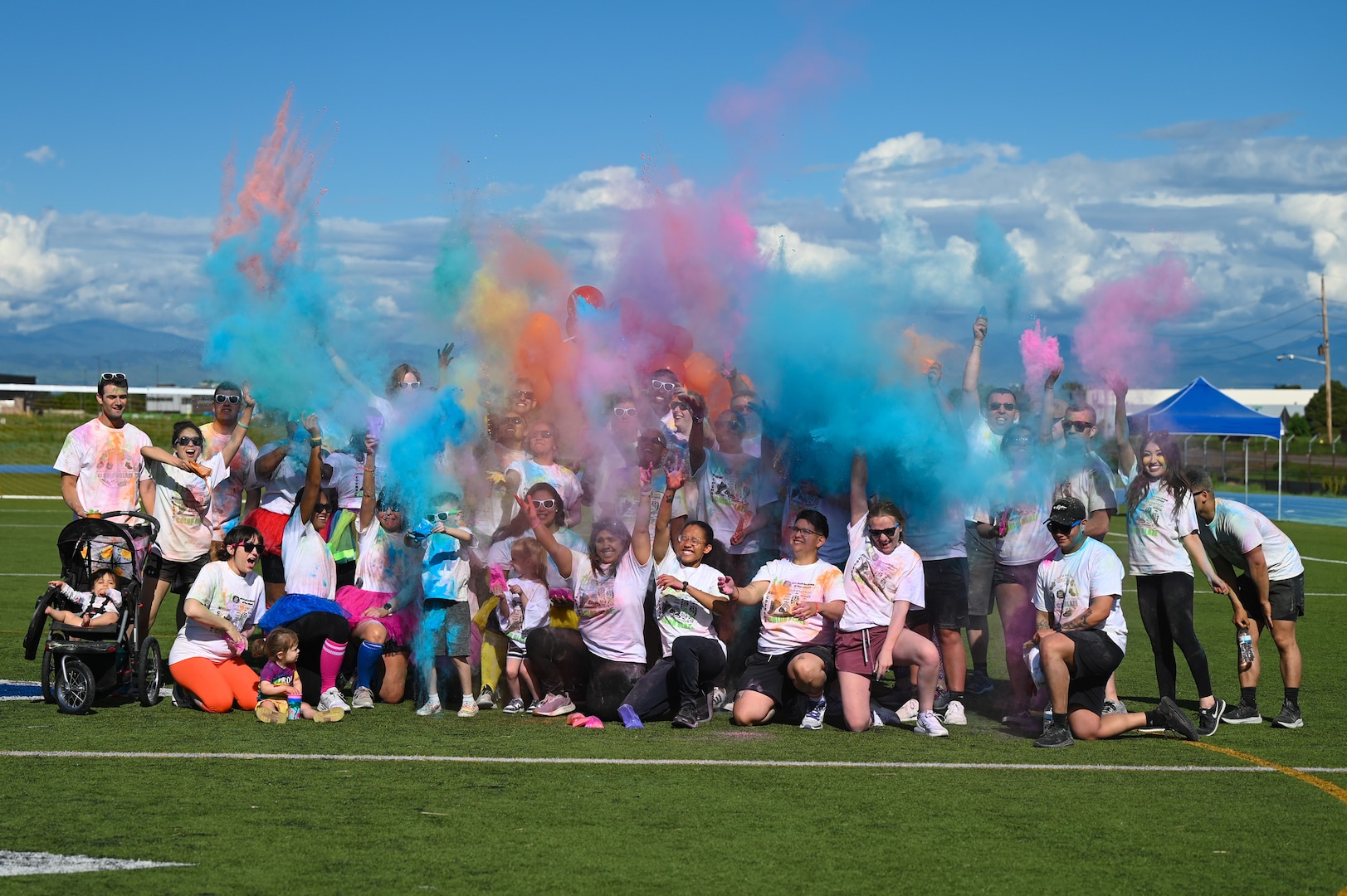 People pose for a group photo.