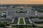 An aerial photo of the Pentagon and surrounding buildings.