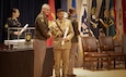 Maj. Chen Shmallo-Mantzur, Israel Defense Forces, delivers a speech during her graduation ceremony from the 71st Judge Advocate Graduate Course at the Judge Advocate General’s Legal Center and School, in Charlottesville, V.A., June 1, 2023. Shmallo-Mantzur spoke frankly regarding some of her challenges, such as learning the distinct differences between U.S. military justice and the justice system of her respective country. (U.S. Army photo by Sgt. Egypt Johnson)