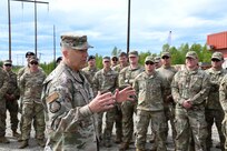 Alaska Air National Guard Maj. Gen. Torrence Saxe, adjutant general of the Alaska National Guard, praises competitors for their willingness to improve their marksmanship skills during the Alaska National Guard’s Adjutant General Match at the Fort Wainwright Range Complex June 4, 2023. The TAG Match is an annual marksmanship competition designed to challenge and test basic shooting fundamentals.