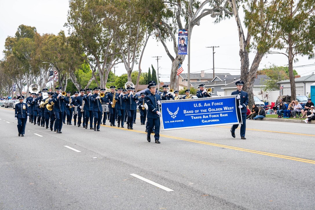 The USAF Band of the Golden West marched in an Armed Forces Day parade in Torrance, CA