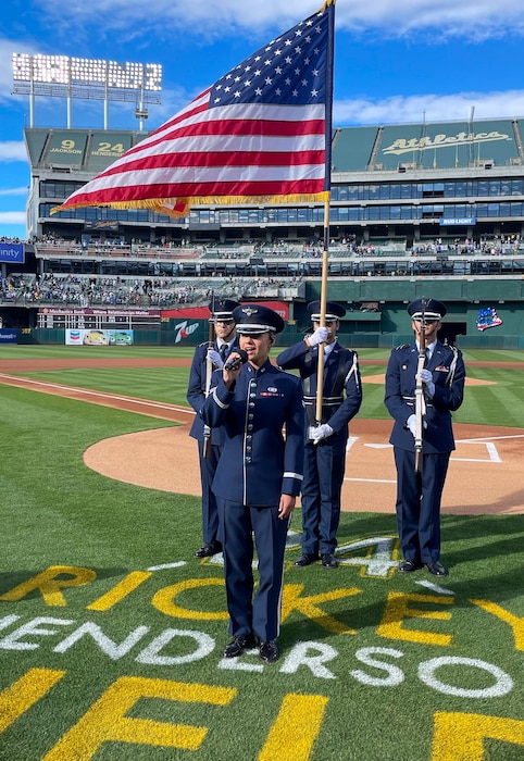 A1C Angst performed the National Anthem at the Oakland A's opening game