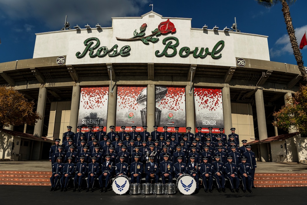 Total Force Band Marches at the Rose Bowl Parade celebrating the 75th Anniversary of the US Air Force