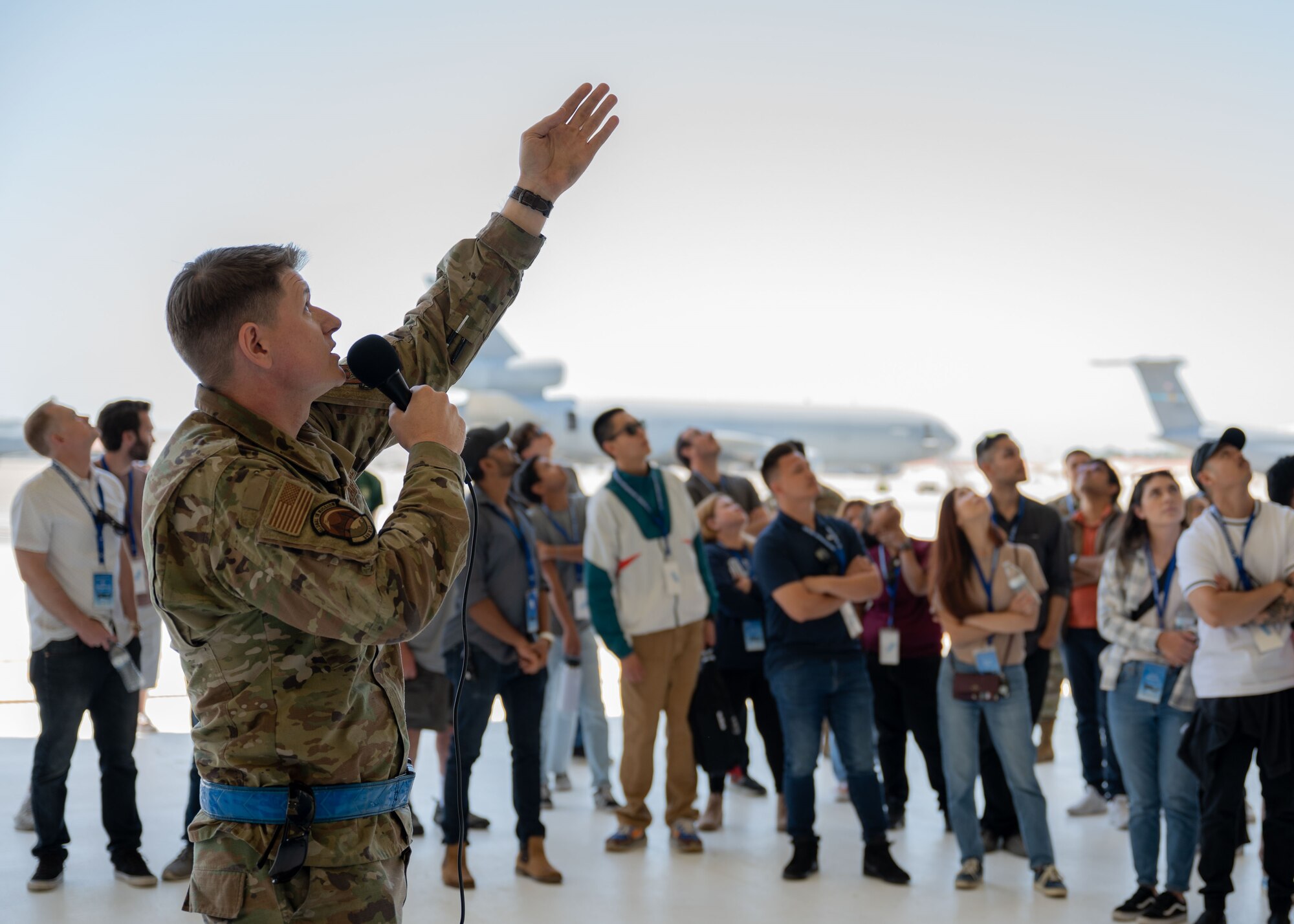 The 349th Maintenance Squadron at Travis AFB, hosted a day- long open house during the June 4th, 2023, unit training assembly to bolster up qualified new recruits interested in aircraft maintenance, welding, and other mechanical career fields. The tour covered many areas of the base, flight line, welding shop areas and a presentation was given to the guests about the Air Force Reserve and what it means to serve. (U.S. Air Force photo by MSgt. Jose Aquilizan)